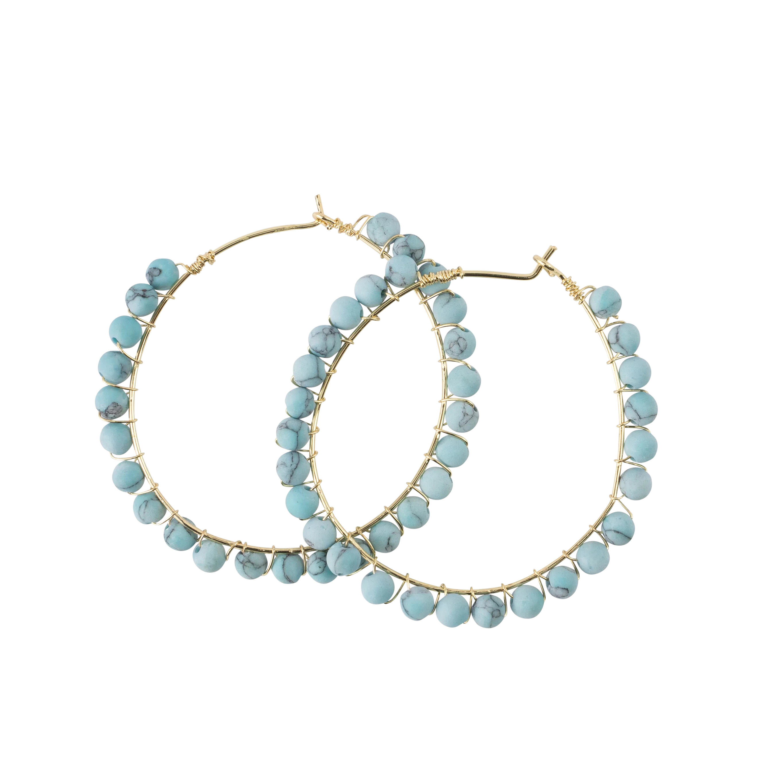 *Turquoise Stone Hoop Earrings