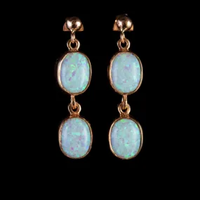 Victorian Style Opal Drop Earrings 9Ct Rose Gold