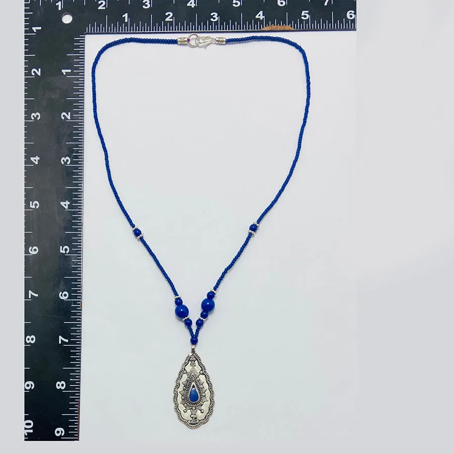 Vintage Lapis Lazuli Minimalist Pendant Necklace