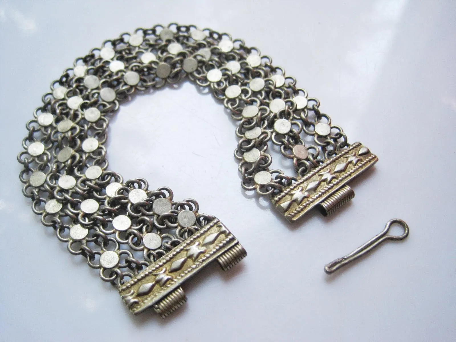Vintage Silver Turkish Link Bracelet