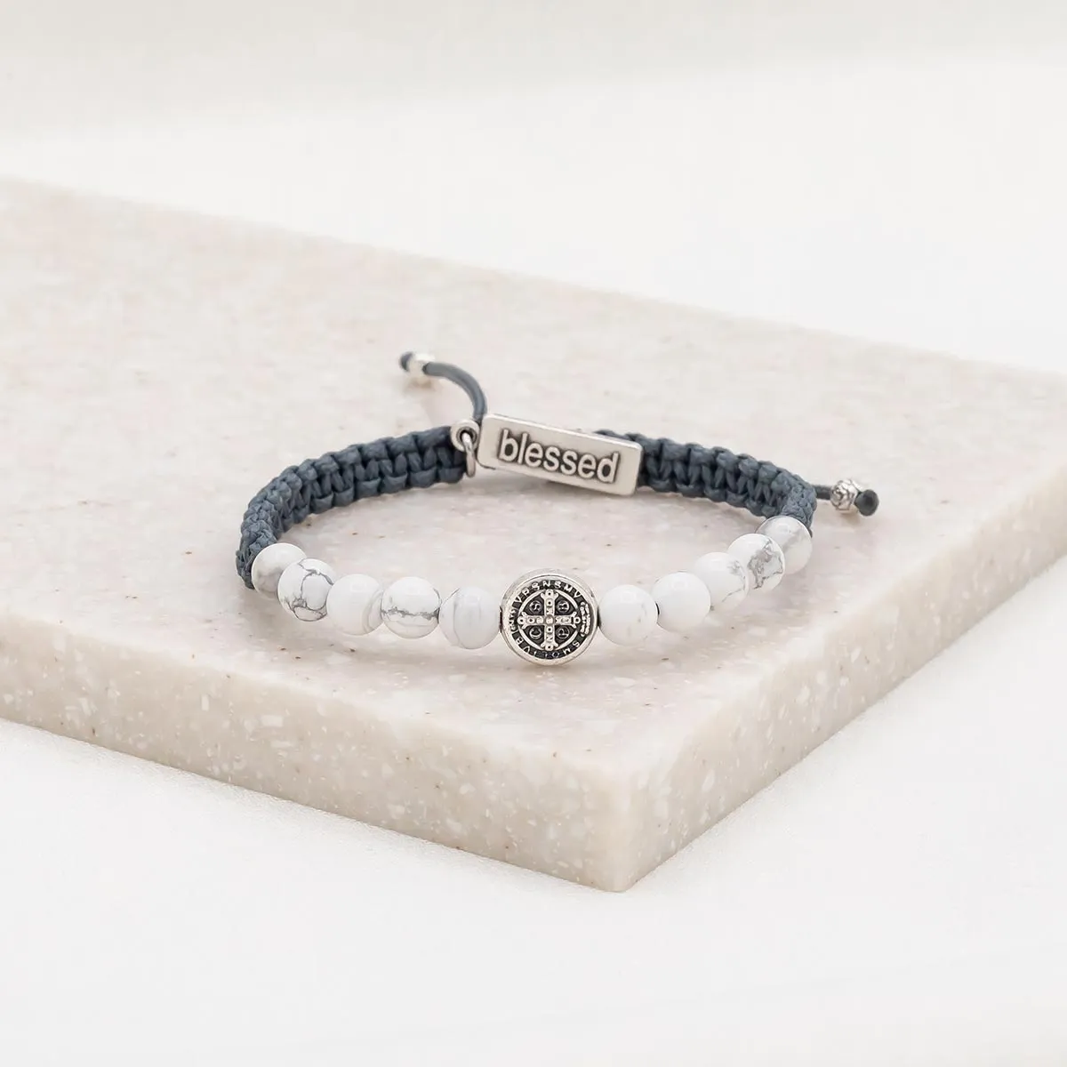 Wake Up and Pray Meditation Bracelet - White Howlite by My Saint My Hero
