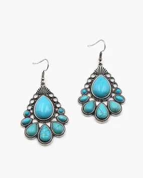Western Turquoise Tear Drop Earrings