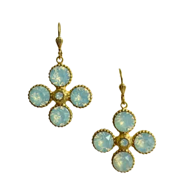 White Opal Crystal Petal Earrings